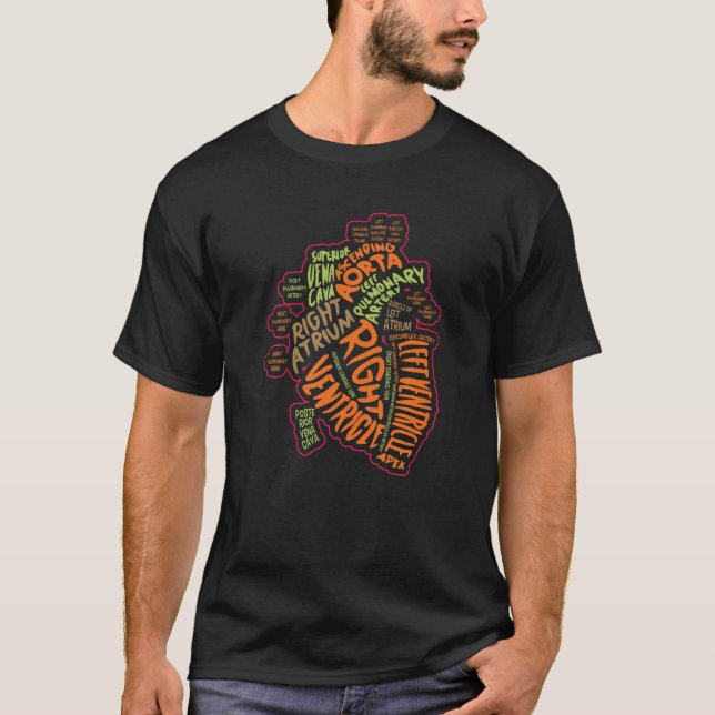 Anatomiskt humant hjärtkardiologi Medicinskt hjärt T Shirt (Framsida)