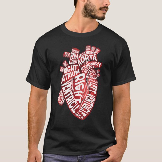 Anatomiskt humant hjärtkardiologi Medicinskt hjärt T Shirt (Framsida)