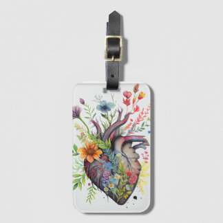 Anatomiskt kort för hjärt- och vattenfärger blommo bagagebricka