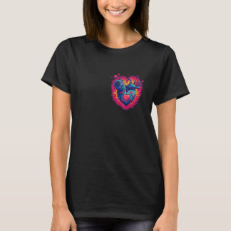 Anatomiskt mekaniskt hjärta med Laser Gun Cyberpu T Shirt
