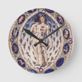 Anatomiskt zodiac Man Wall Clock Rund Klocka
