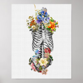 Anatomy Art Print Skeleton Flowers | Sjukvårdsmur Poster