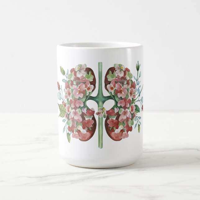 Anatomy blommigt Kidney-illustration Kaffemugg (Center)