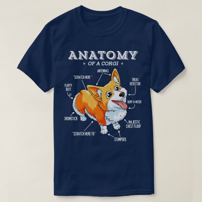 Anatomy Corgi Hund T Shirt (Design framsida)