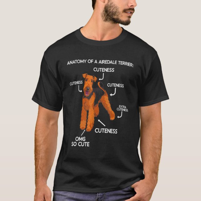 Anatomy Cute Airedale Terrier Hund T Shirt (Framsida)