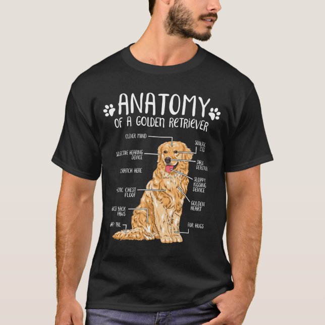 Anatomy Golden Retricher Hund älskare T Shirt (Framsida)