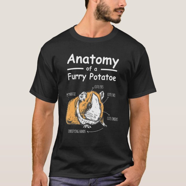 Anatomy Hårig Potato Hamster Guinea Gris T Shirt (Framsida)