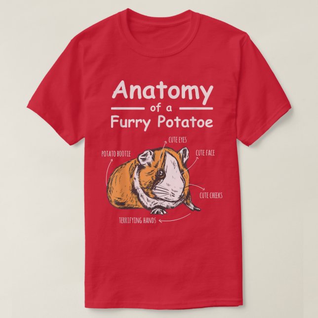 Anatomy Hårig Potato Hamster Guinea Gris T Shirt (Design framsida)
