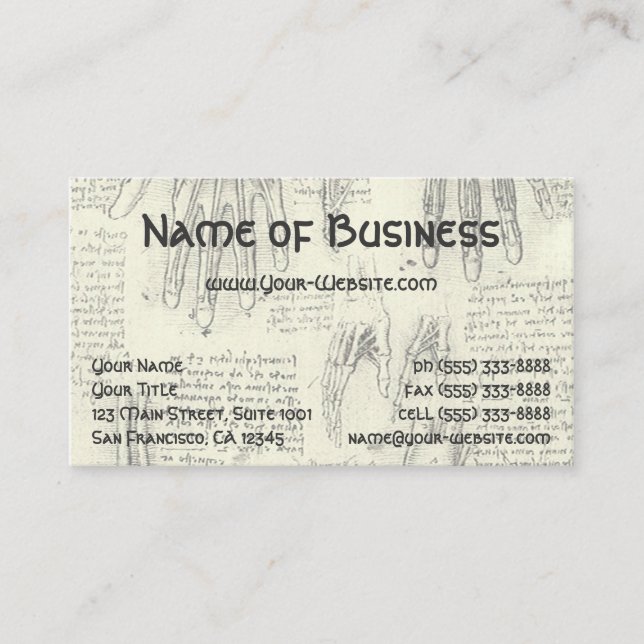 Anatomy Human Larynx och Leg av Leonardo da Vinci Visitkort (Framsida)