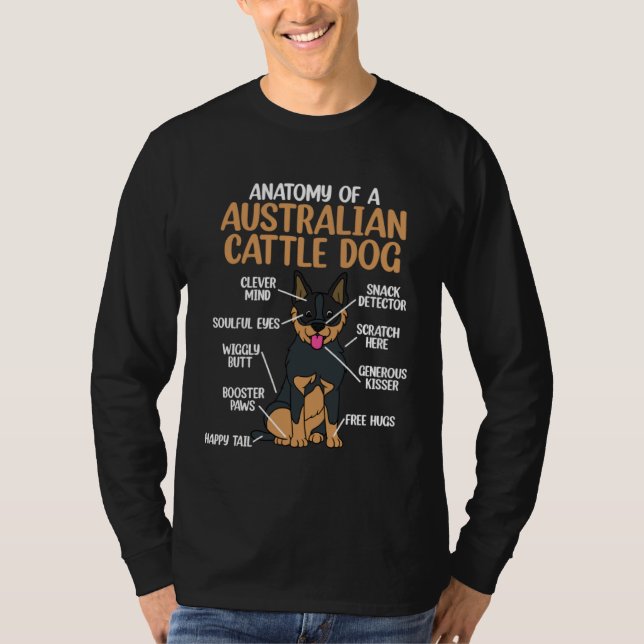 Anatomy Of A Australian Cattle Dog T Shirt (Framsida)