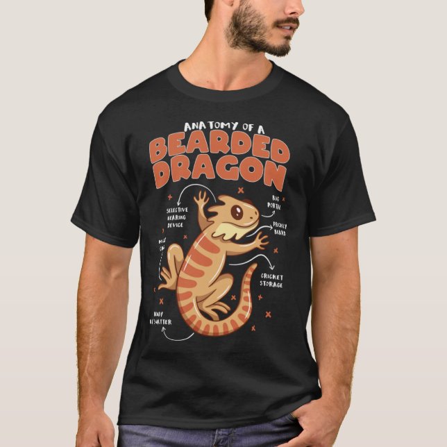 Anatomy of a Bearded Dragon Beardie Herpetology T Shirt (Framsida)