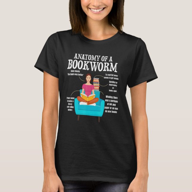 anatomy of a bookworm book reading saying t shirt (Framsida)