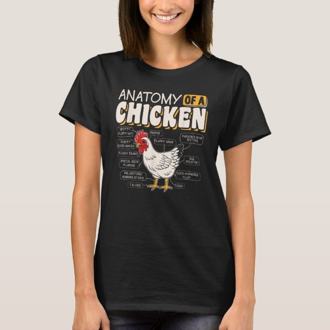 Anatomy Of A Chicken Chickens  Farmer T Shirt (Framsida)