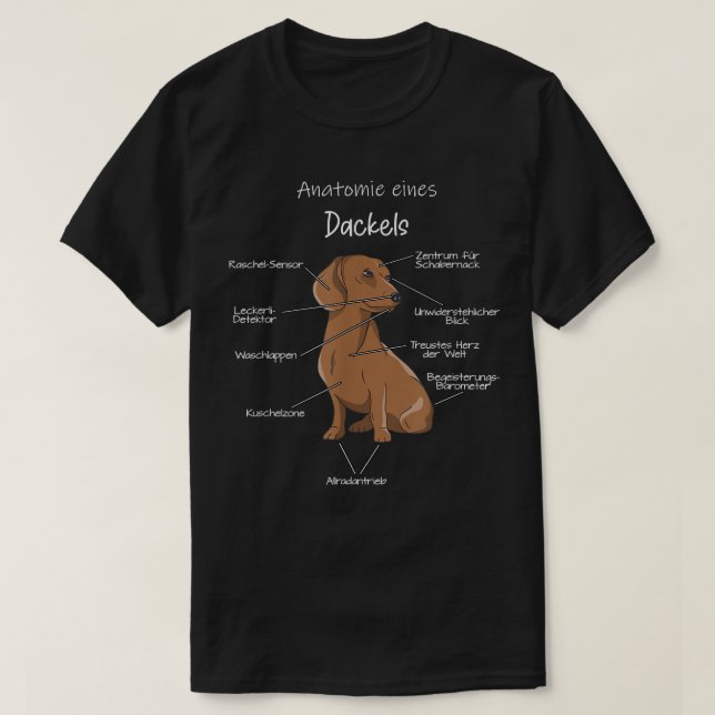 Anatomy of a Dachshund  Badger Dog Dog Teckel  T Shirt (Design framsida)
