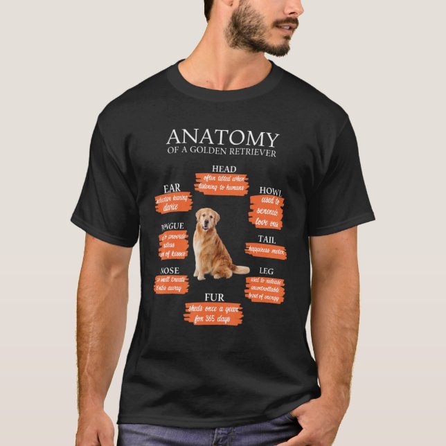 Anatomy Of A Golden Retriever Funny Anatomy Retro  T Shirt (Framsida)