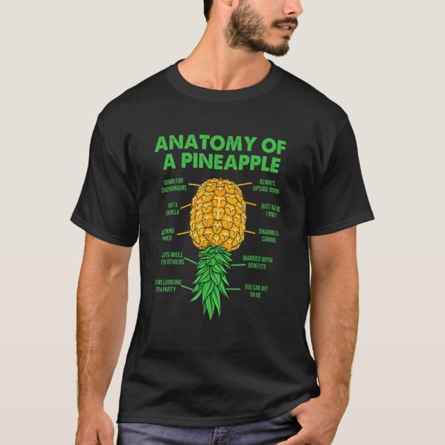 Anatomy Of A Pineapple Men Women Upside Down Pinea T Shirt (Framsida)