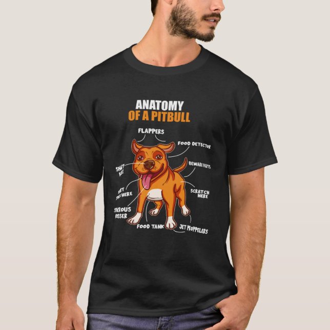 Anatomy of a Pitbull Stafford Bully Bulldog Pit Pi T Shirt (Framsida)
