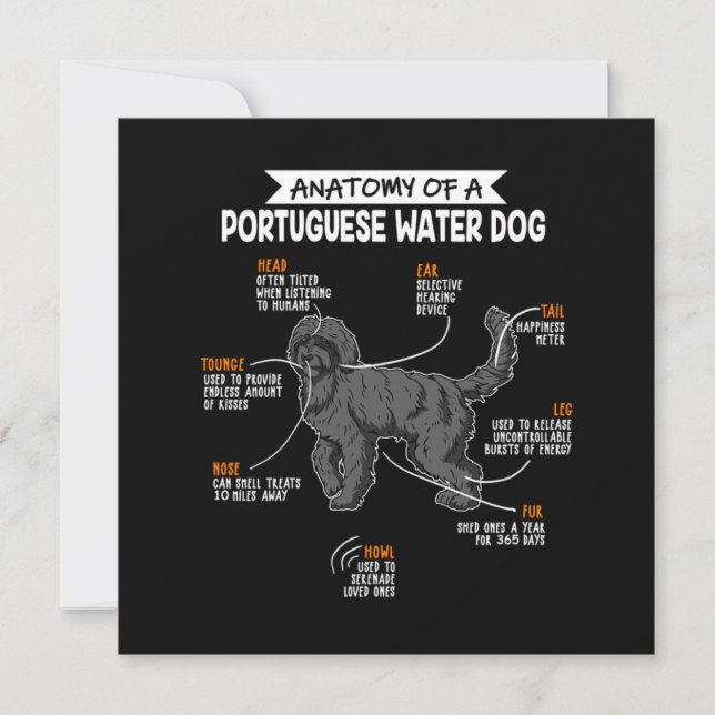Anatomy Of A Portuguese Water Dog Dog Owner Gift Inbjudningar (Framsida)
