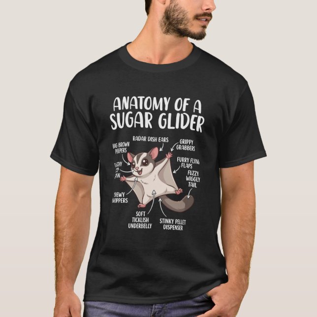 Anatomy of A Sugar Glider Funny Cute Sugar Glider  T Shirt (Framsida)
