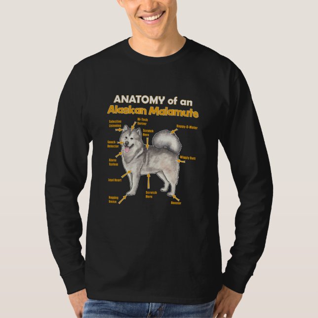 anatomy of an Alaskan Malamute for him and her T Shirt (Framsida)