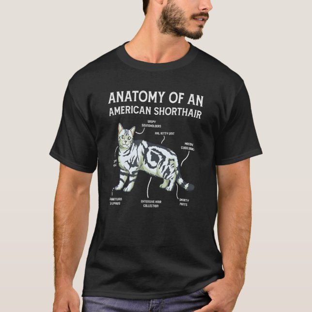 Anatomy Of An American Shorthair Cat T Shirt (Framsida)