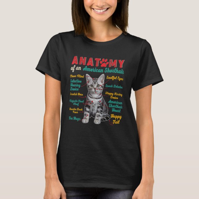 Anatomy Of An American Shorthair Clever Soulful Ha T Shirt (Framsida)