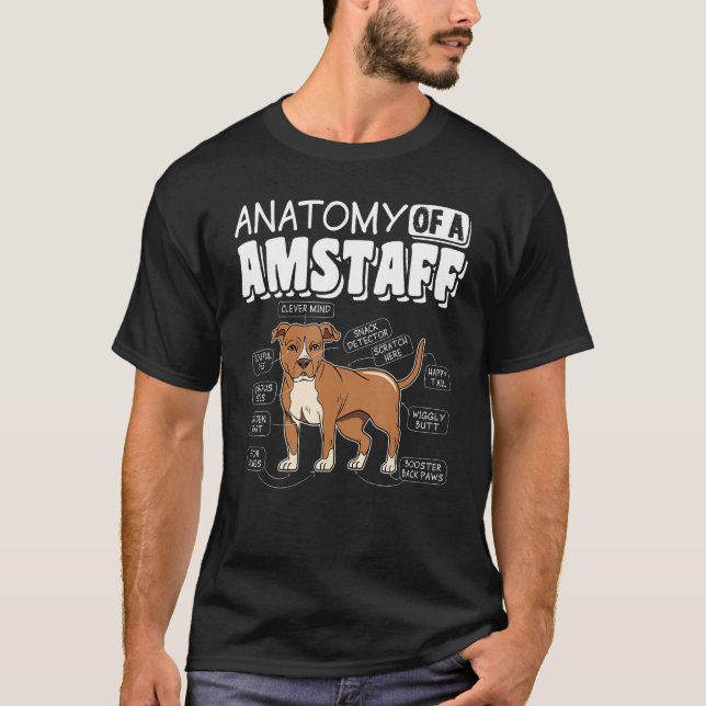 Anatomy Of An Amstaff Dog T Shirt (Framsida)