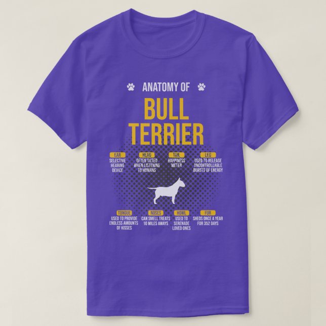 Anatomy Of Bull Terrier Dog Lover  T Shirt (Design framsida)