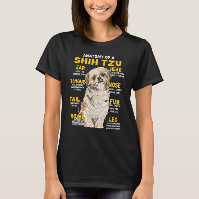 Anatomy Of Shih Tzu Funny Dog Lover T Shirt (Framsida)