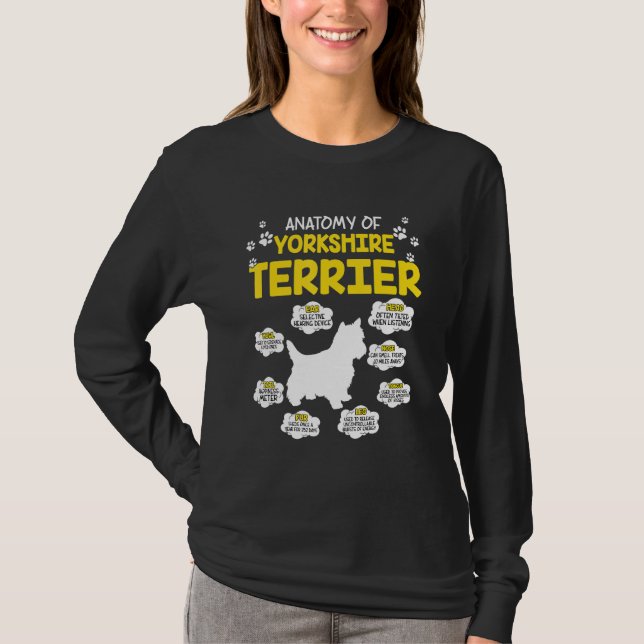 Anatomy of Yorkshire Terrier Hund T Shirt (Framsida)