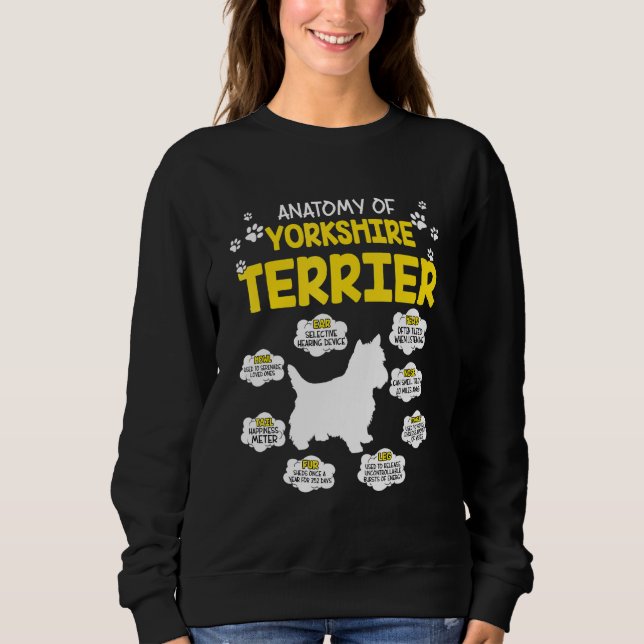 Anatomy of Yorkshire Terrier Hund T Shirt (Framsida)