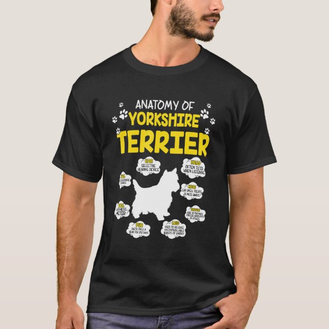 Anatomy of Yorkshire Terrier Hund T Shirt (Framsida)