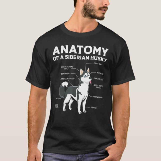 Anatomy Siberian husky Hund T Shirt (Framsida)