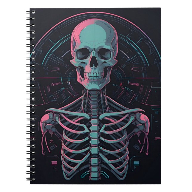 Anatomy Skeleton Cyber Art Anteckningsbok (Framsidan)