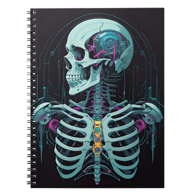 Anatomy Skeleton Cyber Art Anteckningsbok (Framsidan)