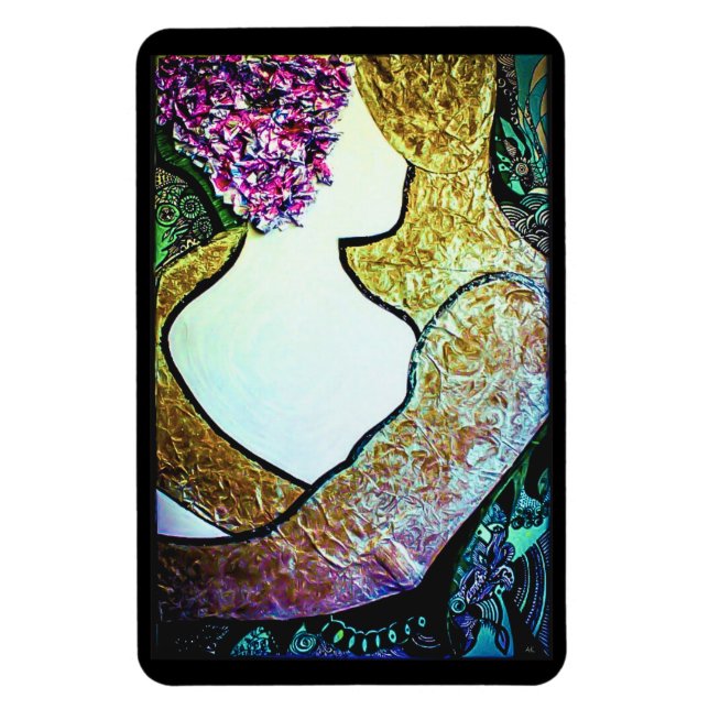 Anbrå interrasistiskt par krämande teckningar magnet (Vertikal)