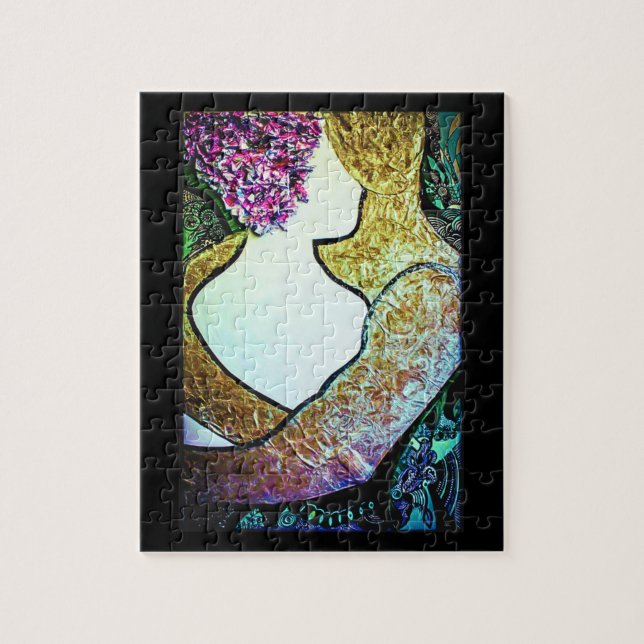 Anbrå interrasistiskt par krämande teckningar pussel (Vertikal)