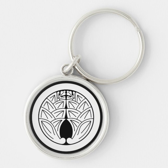 Anbringa japanska gingrar i en cirkel rund silverfärgad nyckelring (Framsidan)