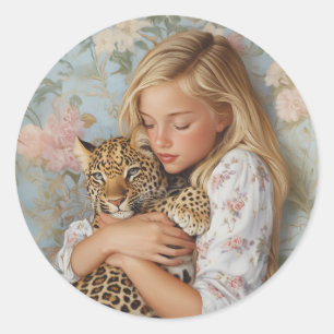 Anbud Embrace med Leopard Runt Klistermärke