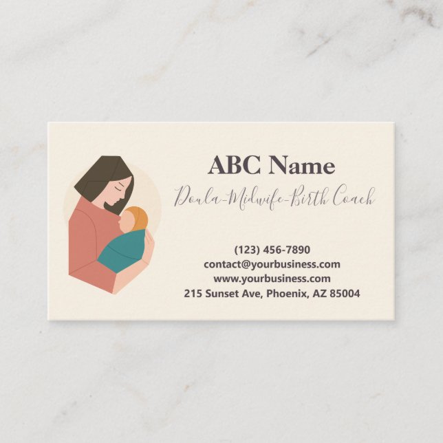 Anbud: Håll modern Doula & Birth Coach Visitkort (Framsida)