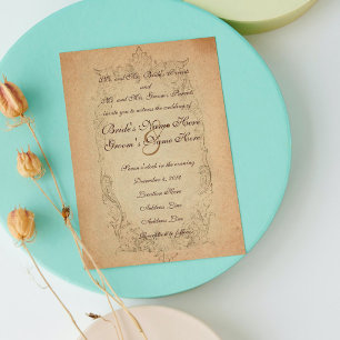 Anbud om antika Oval Parchment-bröllop Inbjudningar