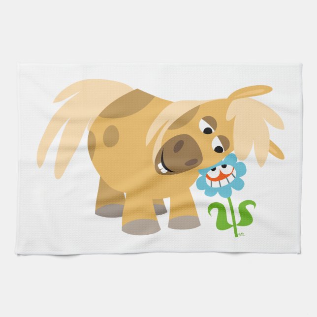 Anbudsgivarens Tecknad Pony och Flower Kitchen Tow Kökshandduk (Horisontell)