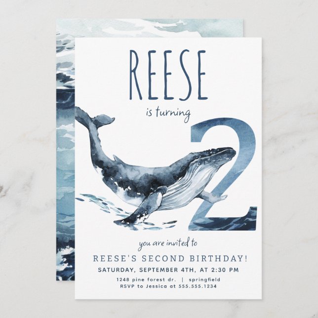 Anbudsinbjudan till andra födelsedagen inbjudningar (Fram/baksida)