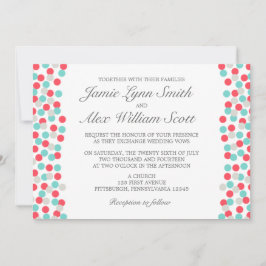 Anbudsinfordran för Aqua och Coral Polka Dot Weddi Inbjudningar