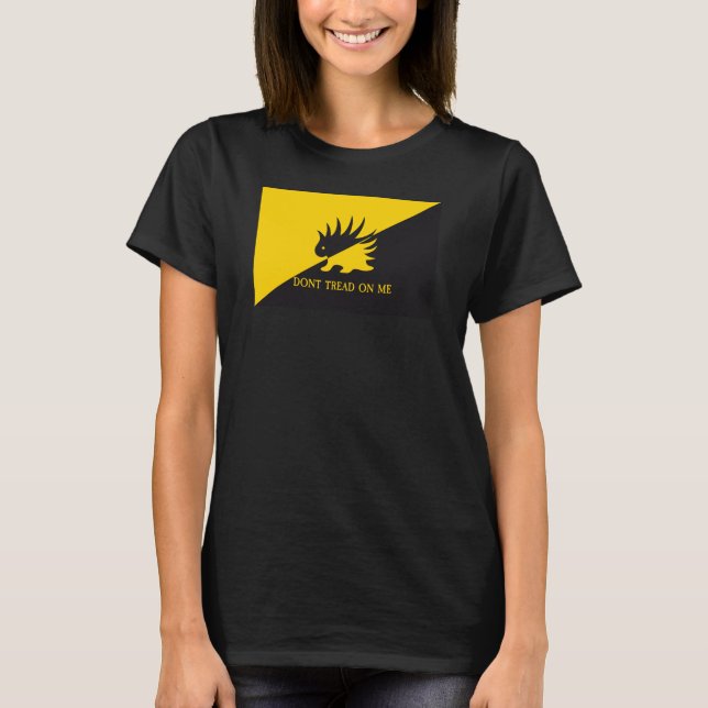 Ancap flagga Porcupine logotyp Gadsden flagga paro T Shirt (Framsida)