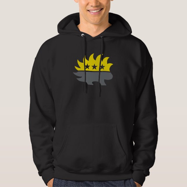 Ancap flagga Porcupine logotyp svart och gult logo Hoodie (Framsida)