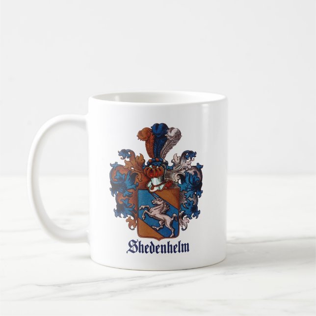 Ancestral Family Crest för Shedenhelm Kaffemugg (Vänster)