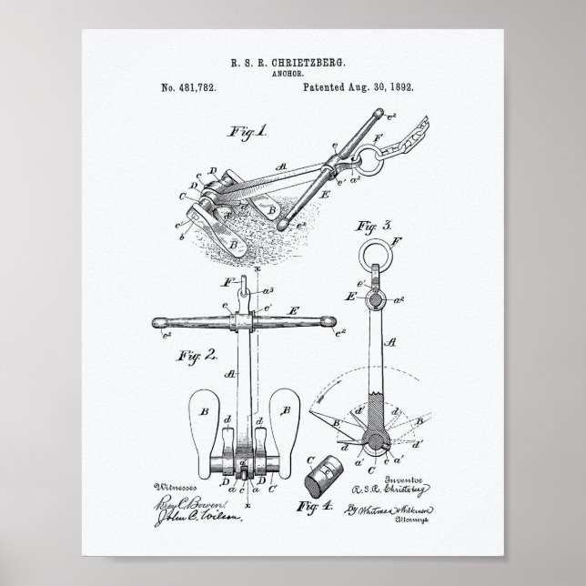 Anchor 1892 Patent Art White Papper Poster (Framsidan)