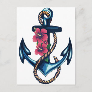 Anchor and Flowers Vykort