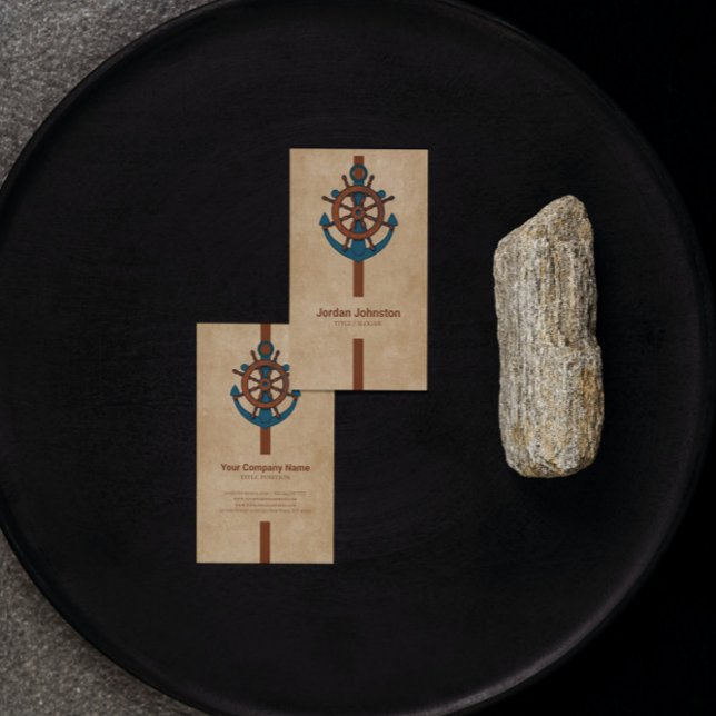 Anchor and Frakt Rudder Beige Background Visitkort (Skapare uppladdad)